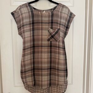 Plaid Tunic Top in Brown and Black